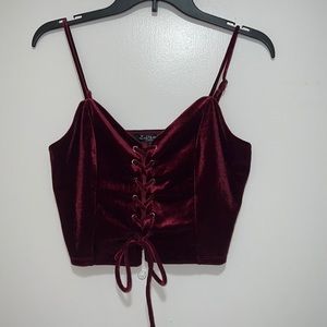 Burgundy Corset-tie Tank